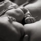 In a series of images that capture the connection and bliss between breastfeeding mother and child, this newborn seems to fit perfectly inside her mother's bosom.